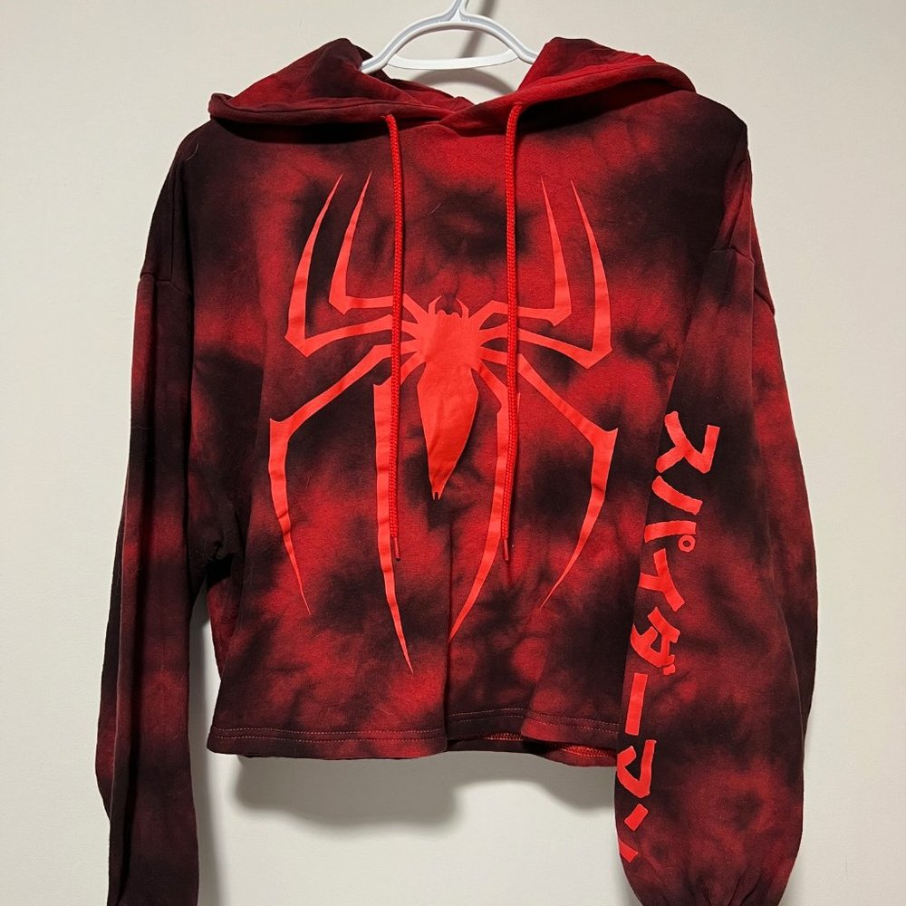 Marvel Spider-Man Red Tie-Dye Girls Crop Hoodie
